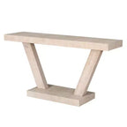Console vintage Okak 60 pouces à 2 niveaux en placage de bois massif, table d'entrée avec pieds robustes et base épaisse, table de couloir pour salon