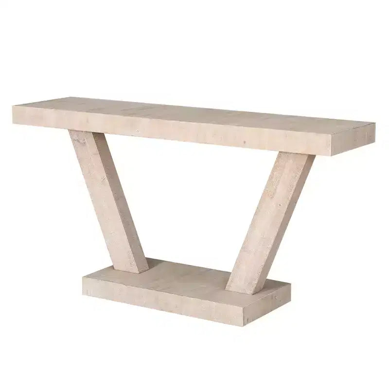 Console vintage Okak 60 pouces à 2 niveaux en placage de bois massif, table d'entrée avec pieds robustes et base épaisse, table de couloir pour salon