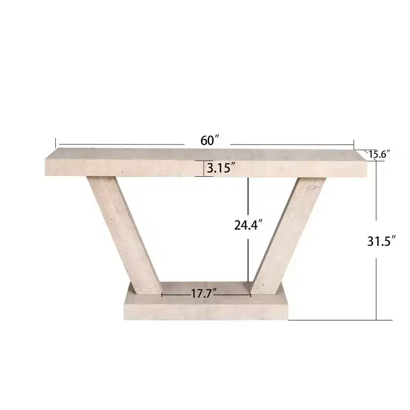 Console vintage Okak 60 pouces à 2 niveaux en placage de bois massif, table d'entrée avec pieds robustes et base épaisse, table de couloir pour salon
