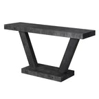 Console vintage Okak 60 pouces à 2 niveaux en placage de bois massif, table d'entrée avec pieds robustes et base épaisse, table de couloir pour salon