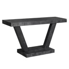 Console vintage Okak 60 pouces à 2 niveaux en placage de bois massif, table d'entrée avec pieds robustes et base épaisse, table de couloir pour salon