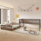 Lit superposé Okak en bois pleine grandeur, lits superposés pour enfants avec échelle et barrières de sécurité, lits superposés jumeaux pour enfants, adolescents
