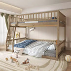 Lit superposé Okak en bois pleine grandeur, lits superposés pour enfants avec échelle et barrières de sécurité, lits superposés jumeaux pour enfants, adolescents