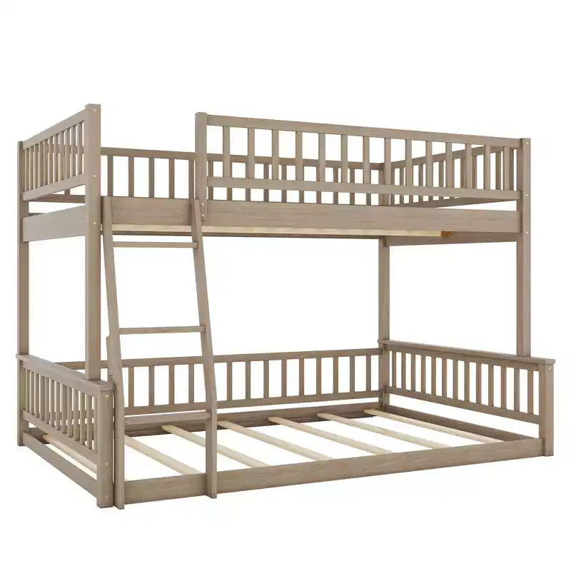 Lit superposé Okak en bois pleine grandeur, lits superposés pour enfants avec échelle et barrières de sécurité, lits superposés jumeaux pour enfants, adolescents
