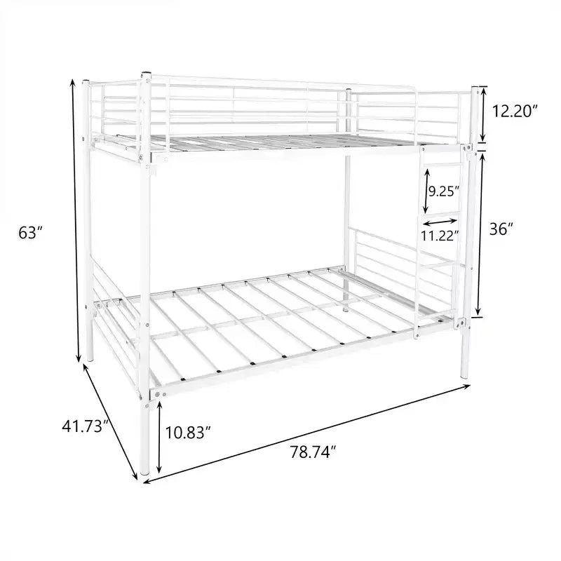 Lit superposé Okak Moedern Twin sur Twin, lits superposés pour enfants avec cadre en métal et échelle intégrée, lit superposé peu encombrant pour chambre à coucher