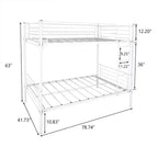 Lit superposé Okak Moedern Twin sur Twin, lits superposés pour enfants avec cadre en métal et échelle intégrée, lit superposé peu encombrant pour chambre à coucher