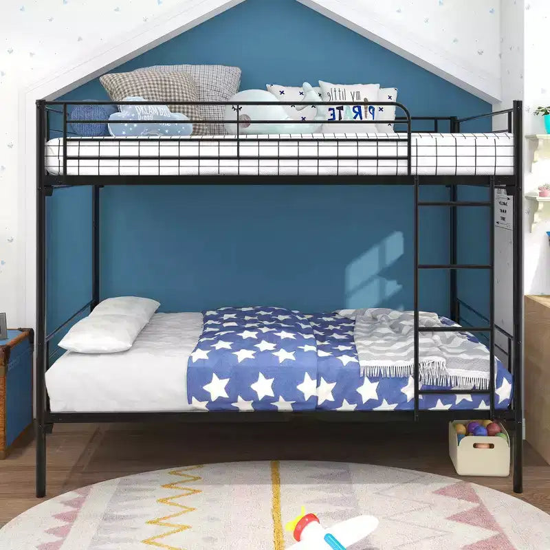 Lit superposé Okak Moedern Twin sur Twin, lits superposés pour enfants avec cadre en métal et échelle intégrée, lit superposé peu encombrant pour chambre à coucher