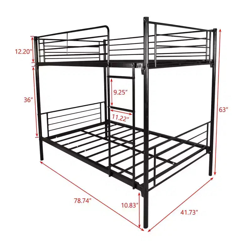Lit superposé Okak Moedern Twin sur Twin, lits superposés pour enfants avec cadre en métal et échelle intégrée, lit superposé peu encombrant pour chambre à coucher