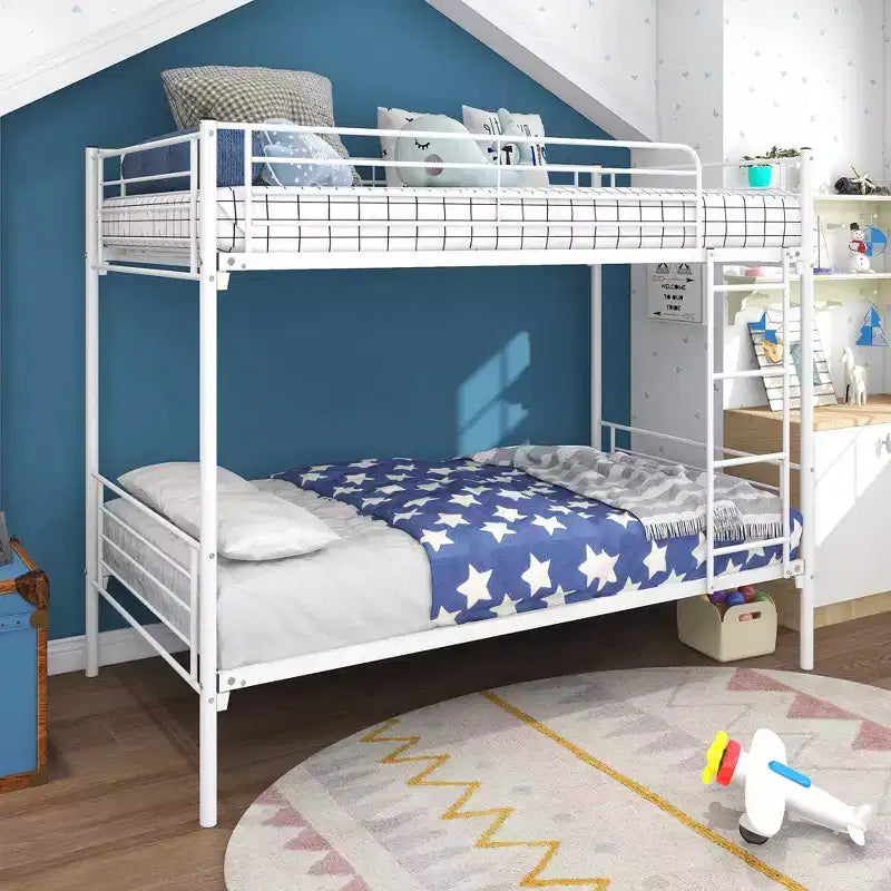 Lit superposé Okak Moedern Twin sur Twin, lits superposés pour enfants avec cadre en métal et échelle intégrée, lit superposé peu encombrant pour chambre à coucher