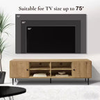 Meuble TV en chêne LuxenHome 71 po pour téléviseurs jusqu'à 75 po, centre de divertissement avec rangement, marron