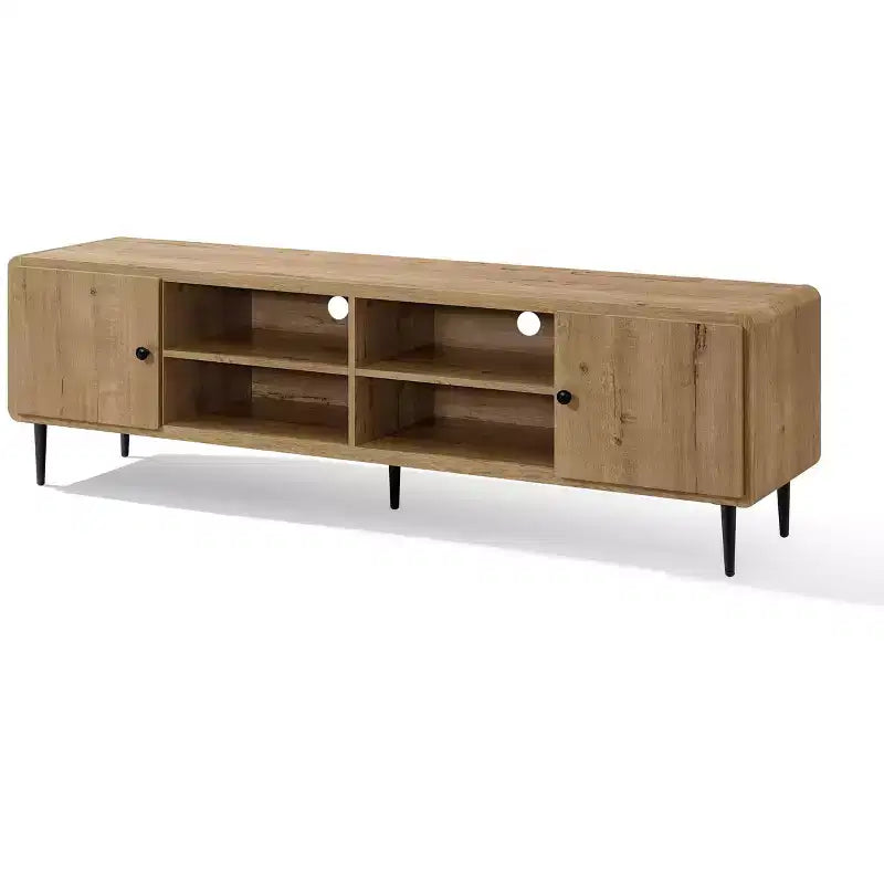 Meuble TV en chêne LuxenHome 71 po pour téléviseurs jusqu'à 75 po, centre de divertissement avec rangement, marron
