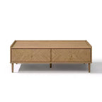 LuxenHome Summer Oak Manufactured Wood 2-Drawer 47 W x 23.4 D Coffee Table Brown