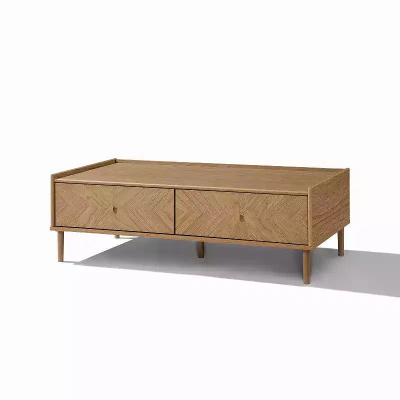 LuxenHome Table Basse Chêne d'Été en Bois Manufacturé 2 Tiroirs 47 L x 23,4 P Marron