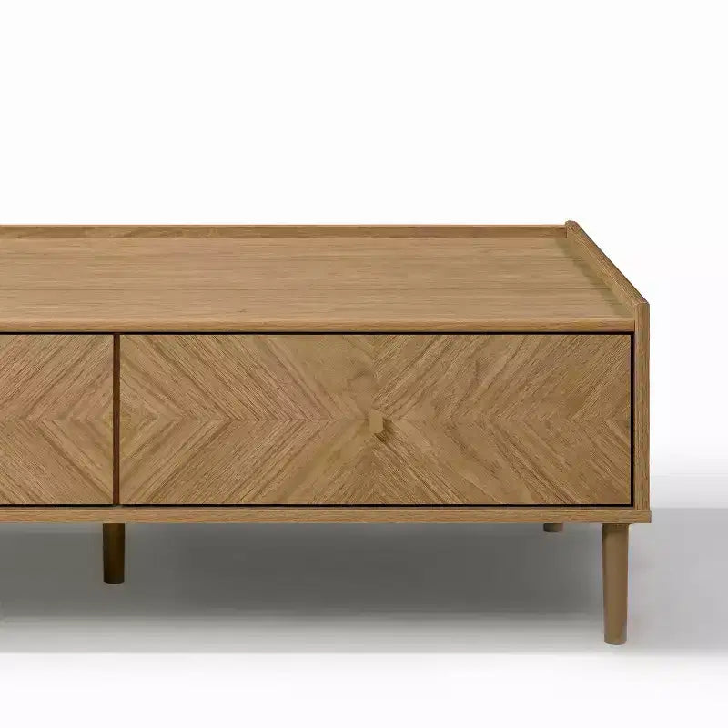 LuxenHome Table Basse Chêne d'Été en Bois Manufacturé 2 Tiroirs 47 L x 23,4 P Marron
