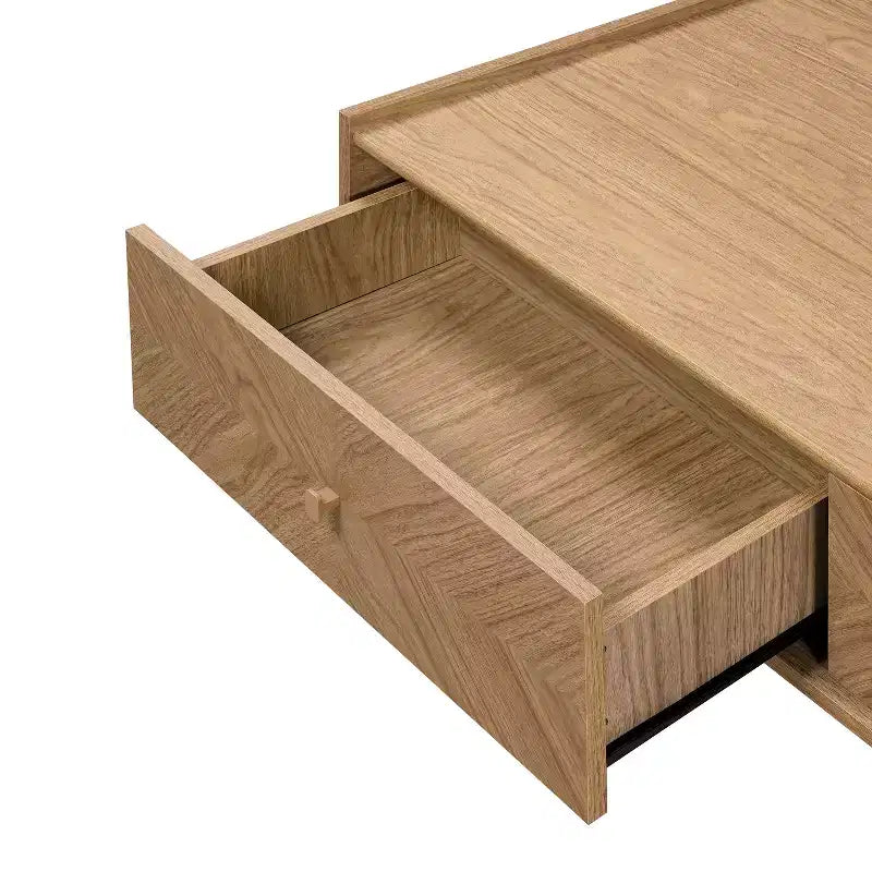 LuxenHome Table Basse Chêne d'Été en Bois Manufacturé 2 Tiroirs 47 L x 23,4 P Marron