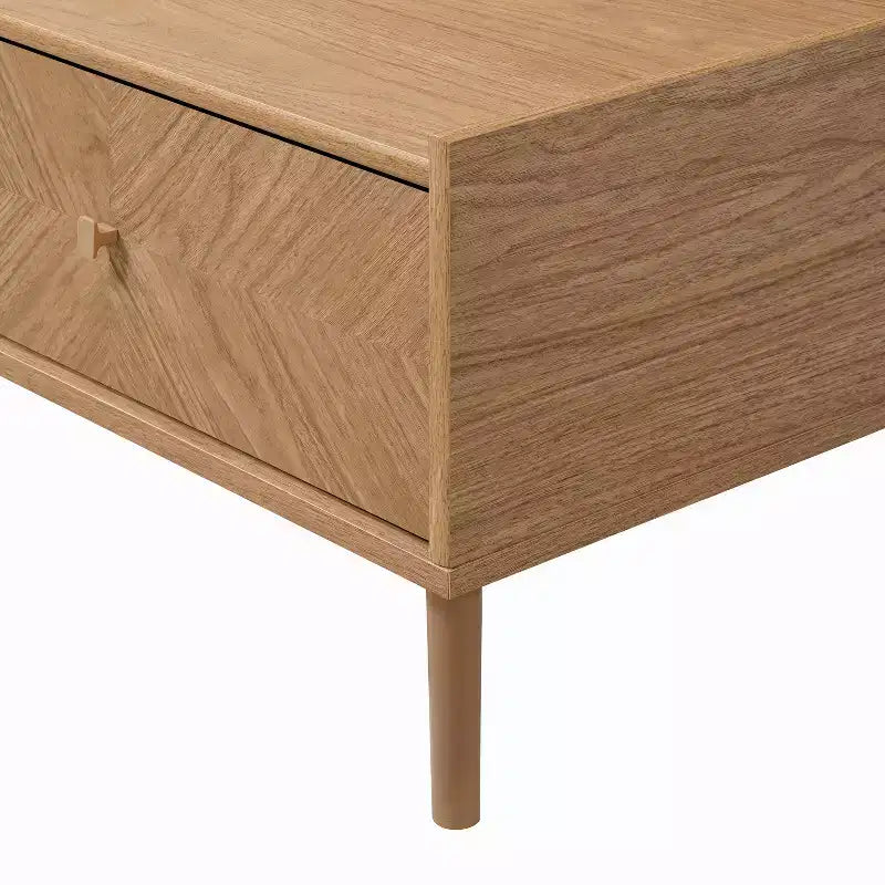LuxenHome Table Basse Chêne d'Été en Bois Manufacturé 2 Tiroirs 47 L x 23,4 P Marron