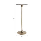 Table d'appoint élégante, table de chevet ou petite table de nuit pour la décoration intérieure - Table à boisson en métal mince avec plateau en marbre et base trompette