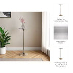 Table d'appoint élégante, table de chevet ou petite table de nuit pour la décoration intérieure - Table à boisson en métal mince avec plateau en marbre et base trompette