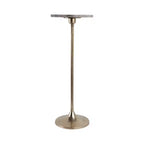 Table d'appoint élégante, table de chevet ou petite table de nuit pour la décoration intérieure - Table à boisson en métal mince avec plateau en marbre et base trompette