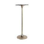 Table d'appoint élégante, table de chevet ou petite table de nuit pour la décoration intérieure - Table à boisson en métal mince avec plateau en marbre et base trompette