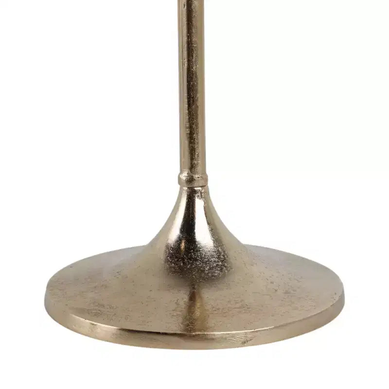 Table d'appoint élégante, table de chevet ou petite table de nuit pour la décoration intérieure - Table à boisson en métal mince avec plateau en marbre et base trompette