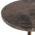 Table d'appoint élégante, table de chevet ou petite table de nuit pour la décoration intérieure - Table à boisson en métal mince avec plateau en marbre et base trompette