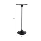 Table d'appoint élégante, table de chevet ou petite table de nuit pour la décoration intérieure - Table à boisson en métal mince avec plateau en marbre et base trompette