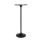 Table d'appoint élégante, table de chevet ou petite table de nuit pour la décoration intérieure - Table à boisson en métal mince avec plateau en marbre et base trompette