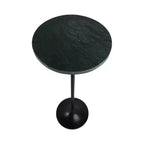 Table d'appoint élégante, table de chevet ou petite table de nuit pour la décoration intérieure - Table à boisson en métal mince avec plateau en marbre et base trompette