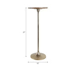 Table d'appoint élégante, table de chevet ou petite table de nuit pour la décoration intérieure - Table à boisson en métal mince avec plateau en marbre et base trompette