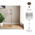 Table d'appoint élégante, table de chevet ou petite table de nuit pour la décoration intérieure - Table à boisson en métal mince avec plateau en marbre et base trompette