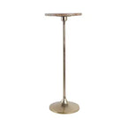 Table d'appoint élégante, table de chevet ou petite table de nuit pour la décoration intérieure - Table à boisson en métal mince avec plateau en marbre et base trompette