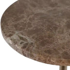 Table d'appoint élégante, table de chevet ou petite table de nuit pour la décoration intérieure - Table à boisson en métal mince avec plateau en marbre et base trompette