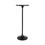 Table d'appoint élégante, table de chevet ou petite table de nuit pour la décoration intérieure - Table à boisson en métal mince avec plateau en marbre et base trompette