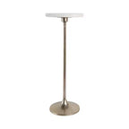 Table d'appoint élégante, table de chevet ou petite table de nuit pour la décoration intérieure - Table à boisson en métal mince avec plateau en marbre et base trompette