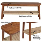 Banc Alaterre Calais de 122 cm en bois d'acacia, couleur châtaigne