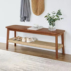 Banc Alaterre Calais de 122 cm en bois d'acacia, couleur châtaigne