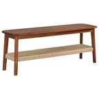 Banc Alaterre Calais de 122 cm en bois d'acacia, couleur châtaigne