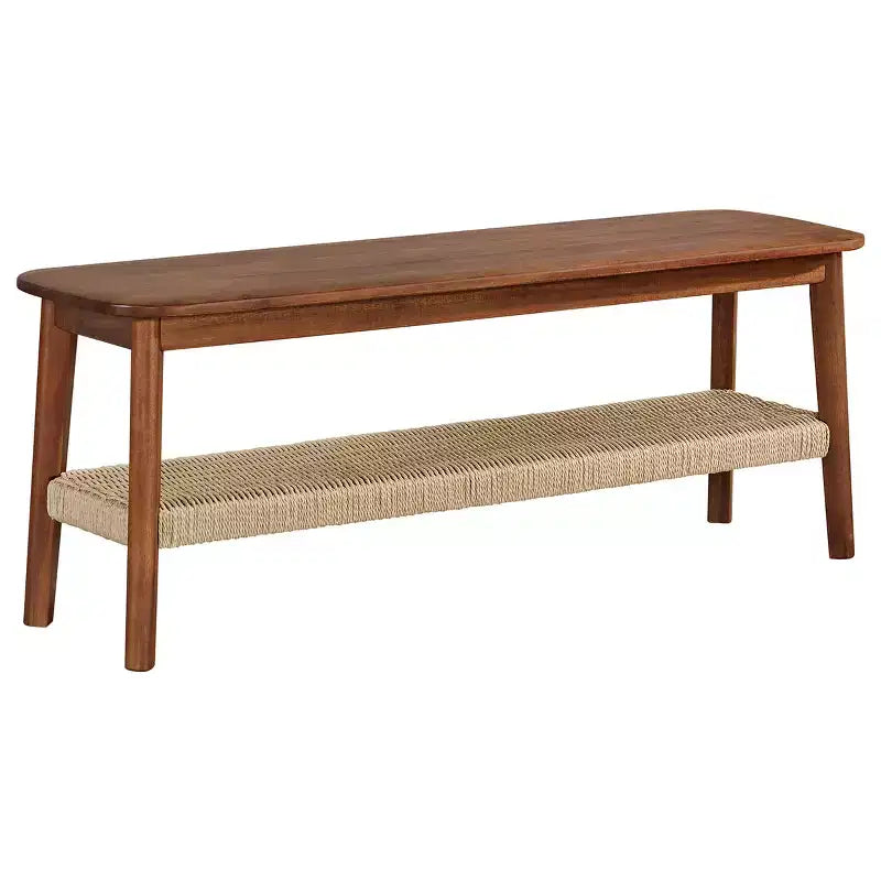 Banc Alaterre Calais de 122 cm en bois d'acacia, couleur châtaigne