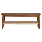 Banc Alaterre Calais de 122 cm en bois d'acacia, couleur châtaigne