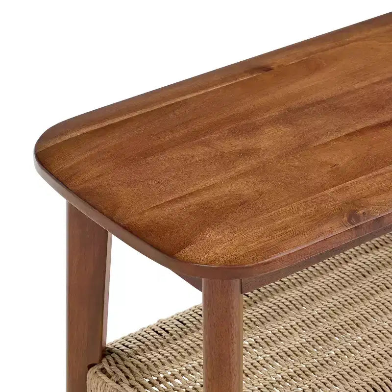 Banc Alaterre Calais de 122 cm en bois d'acacia, couleur châtaigne