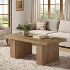 Table basse de ferme Lantine, table basse rectangulaire de 120 cm avec base épaisse pour salon, appartement, zones de réception