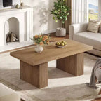 Table basse de ferme Lantine, table basse rectangulaire de 120 cm avec base épaisse pour salon, appartement, zones de réception