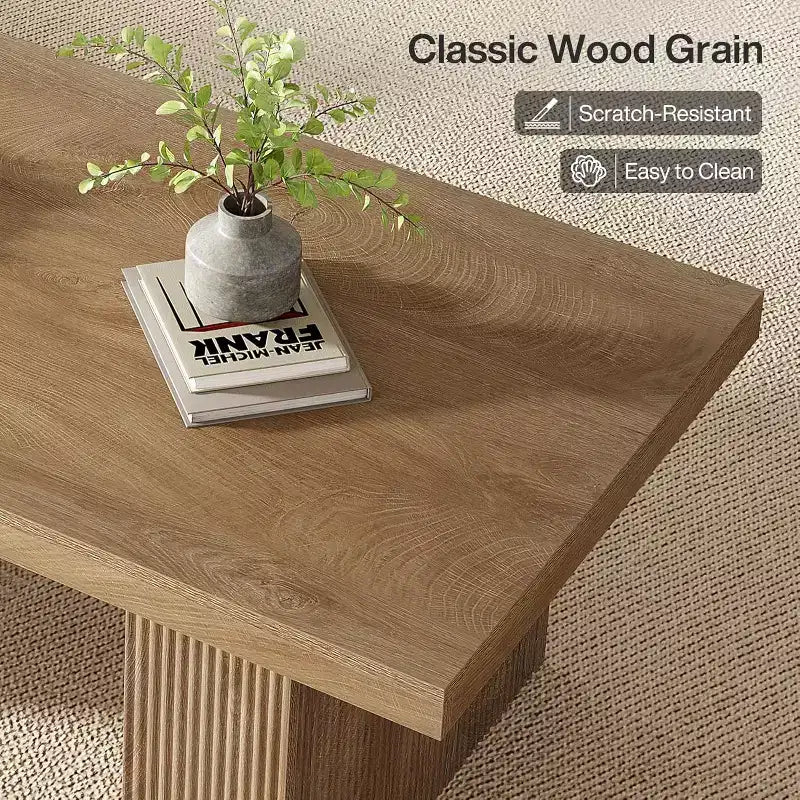 Table basse de ferme Lantine, table basse rectangulaire de 120 cm avec base épaisse pour salon, appartement, zones de réception
