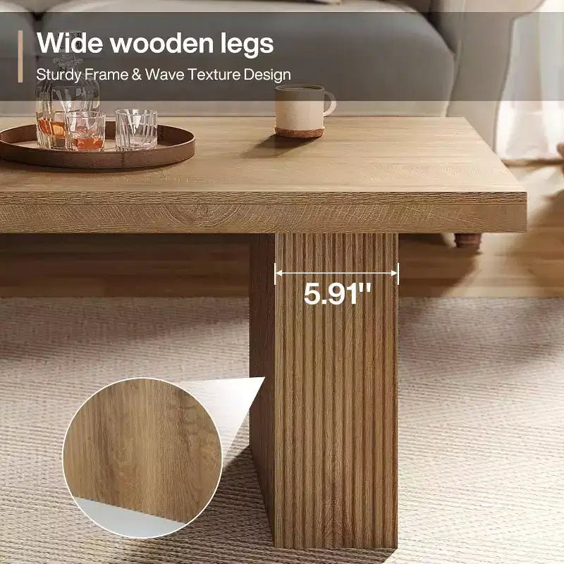 Table basse de ferme Lantine, table basse rectangulaire de 120 cm avec base épaisse pour salon, appartement, zones de réception