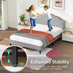 Cadre de lit plateforme rembourré BestMassage avec tête de lit, sommier tapissier en tissu, aucun sommier à ressorts requis