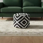 HomeRoots Pouf/Ottoman Cylindrique Géométrique Noir 18