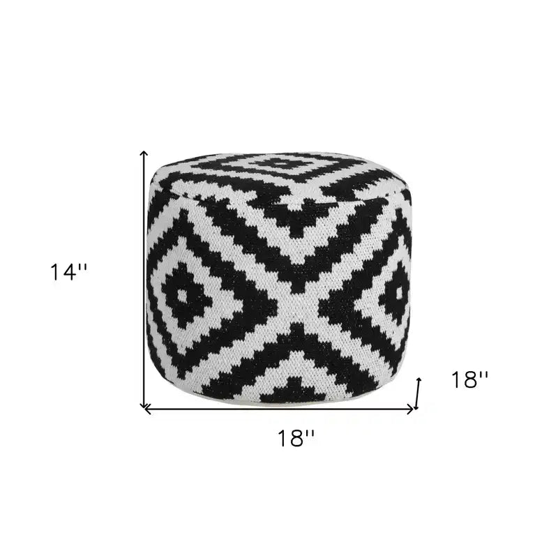 HomeRoots Pouf/Ottoman Cylindrique Géométrique Noir 18