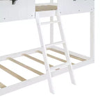 Lit superposé cabane jumeau sur jumeau avec toit et fenêtre, cadre de lit superposé en bois avec barrière de sécurité et échelle pour enfants et adolescents