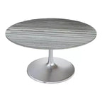 HomeRoots Table à manger ronde avec piètement colonne en marbre et aluminium gris et argent de 60